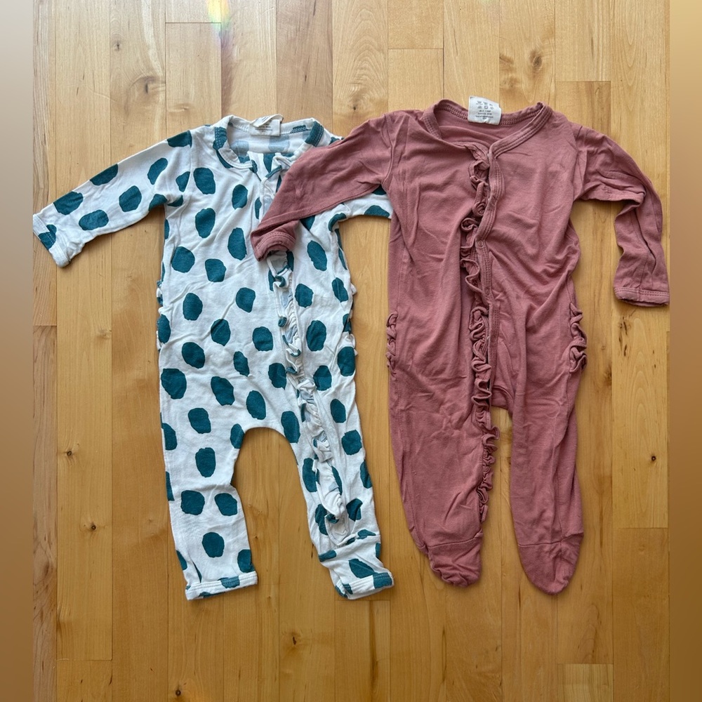 Softest Spearmint brand outfits with ruffle buns!